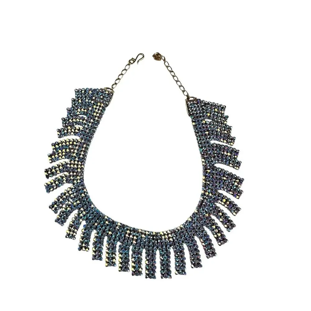 Vintage Swarovski Aurora Borealis Crystal Bib Statement Necklace & Bracelet Set